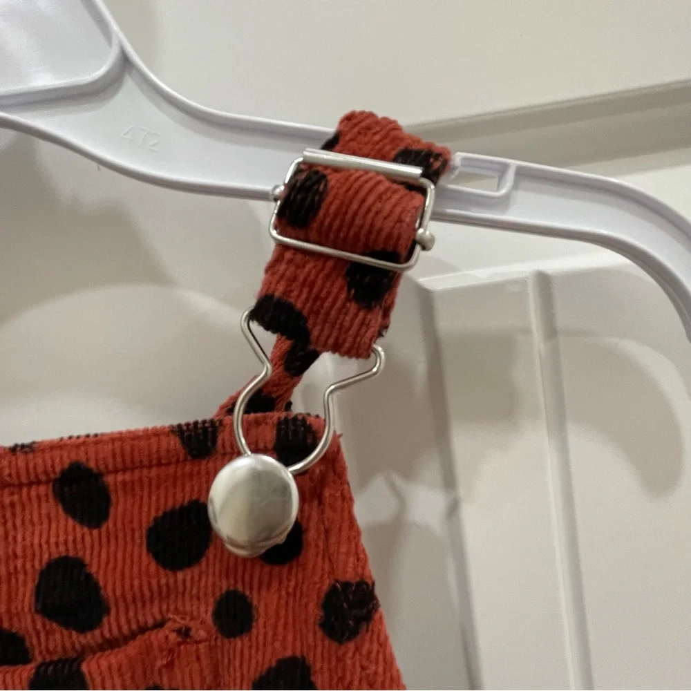 Hanna Anderson Corduroy Overalls. Animal print. Burnt Orange Size 12-18 Month - Picture 3 of 13